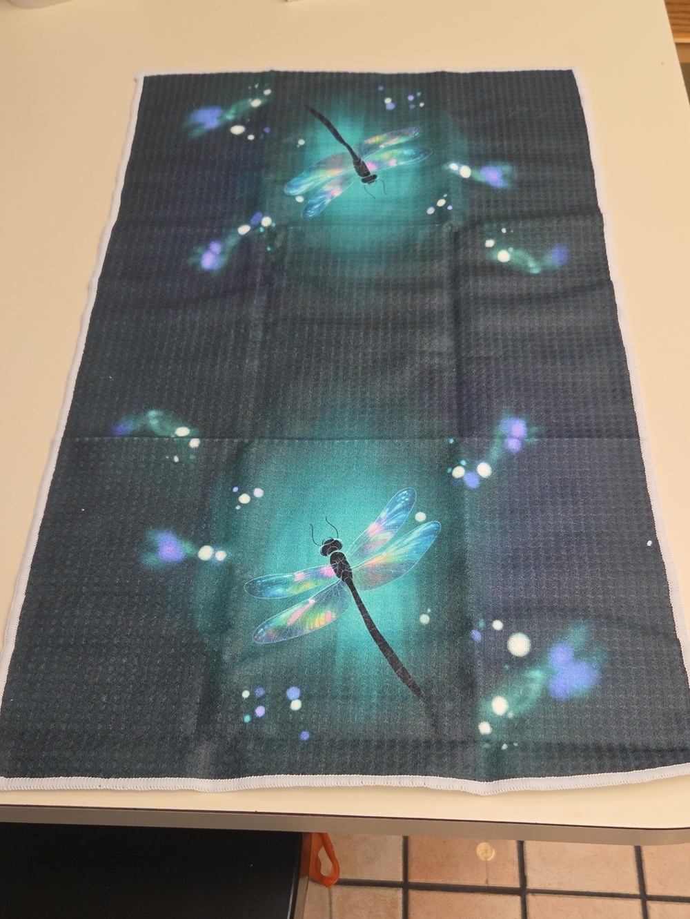 Dreamy Iridescent Dragonfly Kitchen Tea Towels - Teal Blue Design SET OF 2